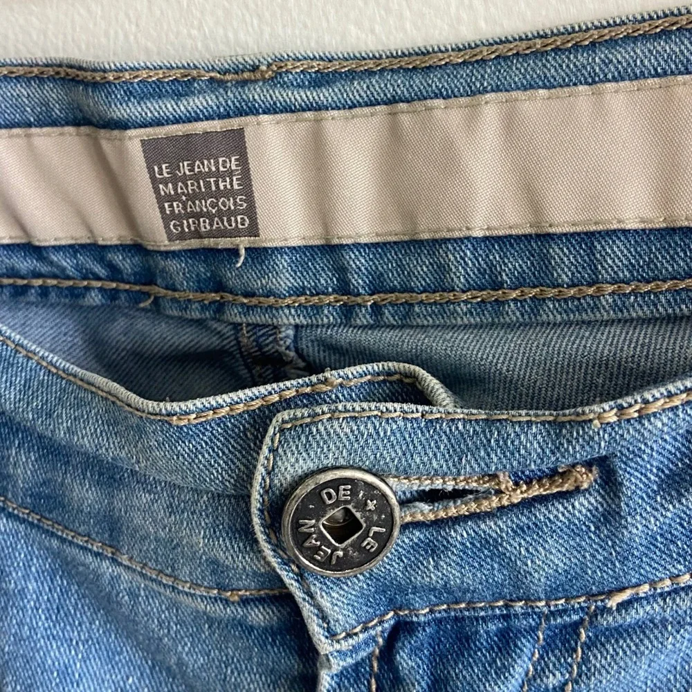 Marithe Francois Girbaud Cargo Denim Jeans Light Wash Cropped Sz 31 Y2K Utility